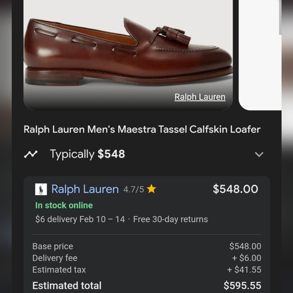 Polo Ralph Lauren Italian Maestra Brown Calfskin Tassel Loafers - Picture 5 of 5